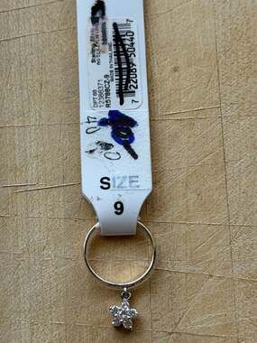 Ross-Simons Sterling Silver Cubic Zirconia Dangle Flower Ring Size 9